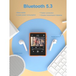 Lecteur mp3 bleutooth 5.3, mechen 2.4" tactile baladeur 32go numérique lecteur musique hifi audio usb sport avec radio fm haut-p