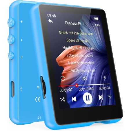 Lecteur mp3 bleutooth 5.3, mechen 2.4" tactile baladeur 32go numérique lecteur musique hifi audio usb sport avec radio fm haut-p