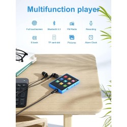 Lecteur mp3 bleutooth 5.3, mechen 2.4" tactile baladeur 32go numérique lecteur musique hifi audio usb sport avec radio fm haut-p