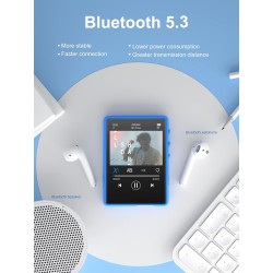 Lecteur mp3 bleutooth 5.3, mechen 2.4" tactile baladeur 32go numérique lecteur musique hifi audio usb sport avec radio fm haut-p