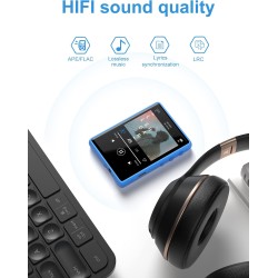 Lecteur mp3 bleutooth 5.3, mechen 2.4" tactile baladeur 32go numérique lecteur musique hifi audio usb sport avec radio fm haut-p