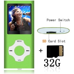 32Go Lecteur MP3, Portable Lecteur Musical sans Perte HiFi, Radio FM, Enregistreur Vocal, Vidéo, E-Book, Lecteur MP3 Sport pour 