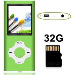 32Go Lecteur MP3, Portable Lecteur Musical sans Perte HiFi, Radio FM, Enregistreur Vocal, Vidéo, E-Book, Lecteur MP3 Sport pour 
