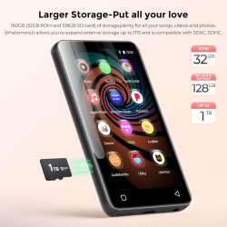 Innioasis lecteur mp3 160 go avec bleutooth et wifi, lecteur de musique avec spotify,écran tactile 4" android mp4 lecteur mp3 po