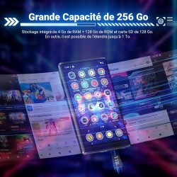 Mechen lecteur mp3 spotify 256 go avec bleutooth wifi, android 13 et streaming wi-fi, écran ips 5" 1080p, audible deezer amazon 