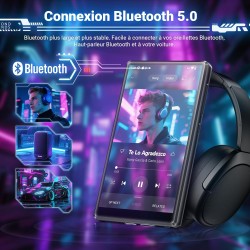 Mechen lecteur mp3 spotify 256 go avec bleutooth wifi, android 13 et streaming wi-fi, écran ips 5" 1080p, audible deezer amazon 