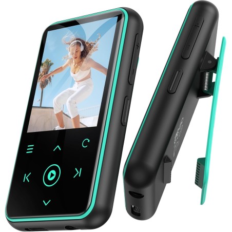 Agptek 64go lecteur mp3 bleutooth 5.3 avec clip, 1,8 pouces lecteur musique sport hifi avec reconnexion bleutooth automatique, r