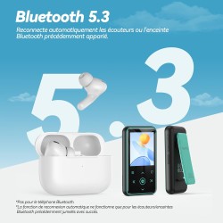 Agptek 64go lecteur mp3 bleutooth 5.3 avec clip, 1,8 pouces lecteur musique sport hifi avec reconnexion bleutooth automatique, r