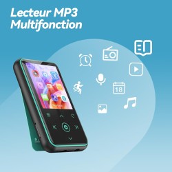Agptek 64go lecteur mp3 bleutooth 5.3 avec clip, 1,8 pouces lecteur musique sport hifi avec reconnexion bleutooth automatique, r