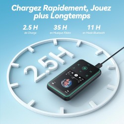 Agptek 64go lecteur mp3 bleutooth 5.3 avec clip, 1,8 pouces lecteur musique sport hifi avec reconnexion bleutooth automatique, r