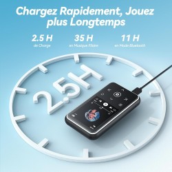 Agptek 64go lecteur mp3 bleutooth 5.3 avec clip, 1,8 pouces lecteur musique sport hifi avec reconnexion bleutooth, bouton volume
