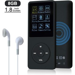 8 Go/16 Go Lecteur de Musique MP3 Portable, Prend en Charge jusqu'à 64 Go de Carte mémoire SD, Son sans Perte, Lecteur MP3 HiFi,