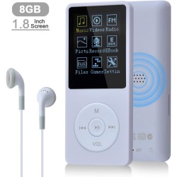 8 Go/16 Go Lecteur de Musique MP3 Portable, Prend en Charge jusqu'à 64 Go de Carte mémoire SD, Son sans Perte, Lecteur MP3 HiFi,