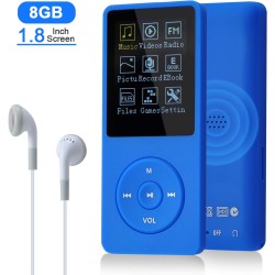 8 Go/16 Go Lecteur de Musique MP3 Portable, Prend en Charge jusqu'à 64 Go de Carte mémoire SD, Son sans Perte, Lecteur MP3 HiFi,