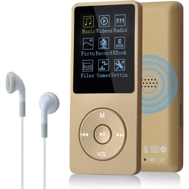 8 Go/16 Go Lecteur de Musique MP3 Portable, Prend en Charge jusqu'à 64 Go de Carte mémoire SD, Son sans Perte, Lecteur MP3 HiFi,