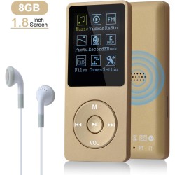 8 Go/16 Go Lecteur de Musique MP3 Portable, Prend en Charge jusqu'à 64 Go de Carte mémoire SD, Son sans Perte, Lecteur MP3 HiFi,
