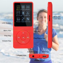 8 Go/16 Go Lecteur de Musique MP3 Portable, Prend en Charge jusqu'à 64 Go de Carte mémoire SD, Son sans Perte, Lecteur MP3 HiFi,