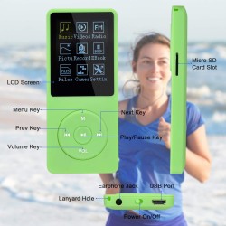 8 Go/16 Go Lecteur de Musique MP3 Portable, Prend en Charge jusqu'à 64 Go de Carte mémoire SD, Son sans Perte, Lecteur MP3 HiFi,