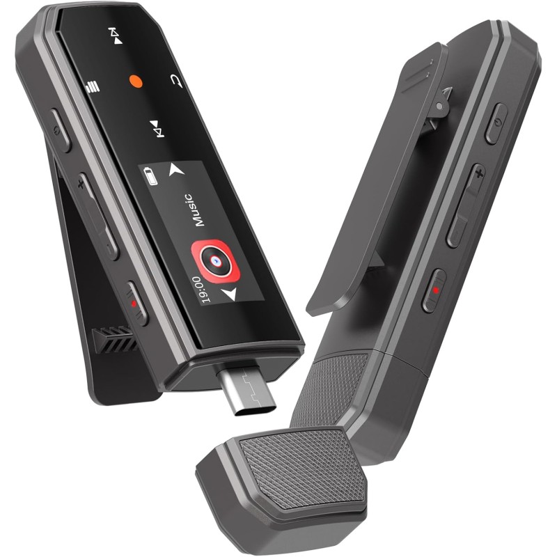 64go lecteur mp3 usb c portable bleutooth 5.3, type-c mini clip sport mp3 musique sans perte hifi avec enregistrement en un clic