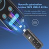 64go lecteur mp3 usb c portable bleutooth 5.3, type-c mini clip sport mp3 musique sans perte hifi avec enregistrement en un clic
