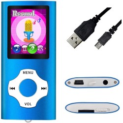 Mymahdi - Lecteur MP3/MP4 - Bleu foncé - Avec écran LCD de 1,8 pouces et fente de montage pour mémoire - Prise en charge maximal