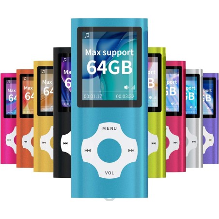 Mymahdi mp3/mp4 portable player,lightbleu with 1.8 inch lcd screen and memory card slot,max support 128gb memory card