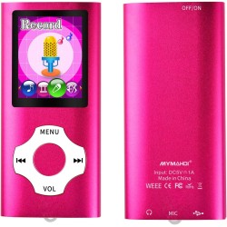 Mymahdi - Lecteur MP4/MP3 - Mobile - Rose - Avec écran LCD 1,8 pouces et fente pour mémoire de forme, prise en charge maximale 1