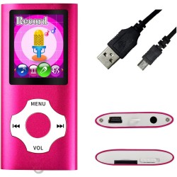 Mymahdi - Lecteur MP4/MP3 - Mobile - Rose - Avec écran LCD 1,8 pouces et fente pour mémoire de forme, prise en charge maximale 1