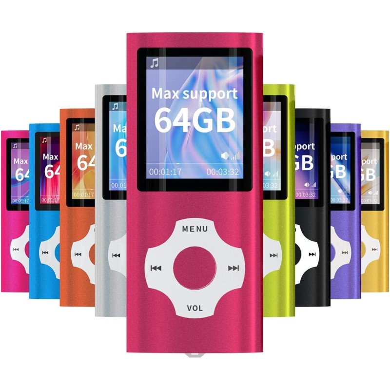 Mymahdi mp4 mp3 / portable, rouge with devaient 180 inch screen and led memory card, max support 128gb