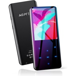 Agptek 32go haut-parleur mp3 bleutooth 5.3, 2.4 pouces grand écran lecteur musical sport hifi audio en métal avec bouton tactile