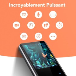 Agptek 32go haut-parleur mp3 bleutooth 5.3, 2.4 pouces grand écran lecteur musical sport hifi audio en métal avec bouton tactile