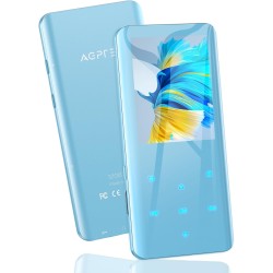Agptek 32 go lecteur mp3 bleutooth 5.3 avec écran tft 2,4 pouces, lecteur de musique hifi avec haut-parleur, boutons tactiles, r