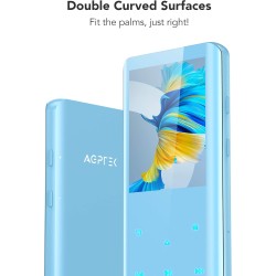 Agptek 32 go lecteur mp3 bleutooth 5.3 avec écran tft 2,4 pouces, lecteur de musique hifi avec haut-parleur, boutons tactiles, r