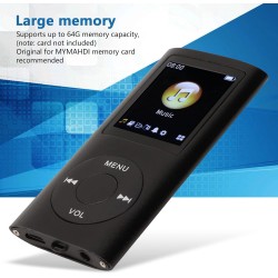 Lecteur MP3 64G, Lecteur de Musique MP3 à écran de 1,8 Pouces pour Les études Sportives, Prise en Charge MP3 WMA FLAC Ape AAC OG