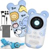 64gb lecteur mp3 enfants bleutooth 5.3 avec écouteurs haut-parleur prend en charge la radio fm, le réveil, l'enregistrement sur 