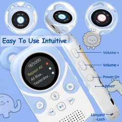 64gb lecteur mp3 enfants bleutooth 5.3 avec écouteurs haut-parleur prend en charge la radio fm, le réveil, l'enregistrement sur 