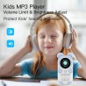 64gb lecteur mp3 enfants bleutooth 5.3 avec écouteurs haut-parleur prend en charge la radio fm, le réveil, l'enregistrement sur 