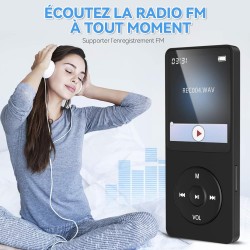 AGPTEK 64Go Lecteur MP3 Classique, Ultra-Longue Autonomie jusqu'à 70 Heures, Super Léger 30g, Lecture Musique sans Perte Hi-Fi, 