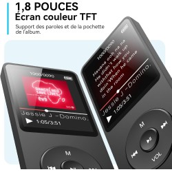 AGPTEK 64Go Lecteur MP3 Classique, Ultra-Longue Autonomie jusqu'à 70 Heures, Super Léger 30g, Lecture Musique sans Perte Hi-Fi, 