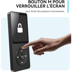 AGPTEK 64Go Lecteur MP3 Classique, Ultra-Longue Autonomie jusqu'à 70 Heures, Super Léger 30g, Lecture Musique sans Perte Hi-Fi, 