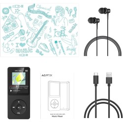 AGPTEK 64Go Lecteur MP3 Classique, Ultra-Longue Autonomie jusqu'à 70 Heures, Super Léger 30g, Lecture Musique sans Perte Hi-Fi, 