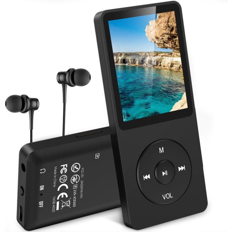 AGPTEK Mp3 Classique 16Go Ultra-Longue Autonomie Jusqu'à 70 Heures de Lecture Musique avec Ecran de 1.8 Pouces, Petit Lecteur MP