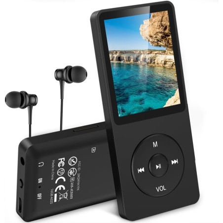 AGPTEK Mp3 Classique 16Go Ultra-Longue Autonomie Jusqu'à 70 Heures de Lecture Musique avec Ecran de 1.8 Pouces, Petit Lecteur MP