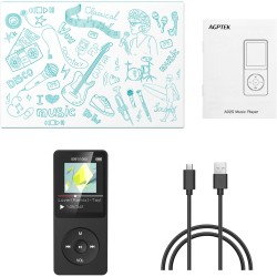 AGPTEK Mp3 Classique 16Go Ultra-Longue Autonomie Jusqu'à 70 Heures de Lecture Musique avec Ecran de 1.8 Pouces, Petit Lecteur MP