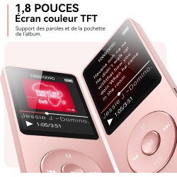 AGPTEK 64Go Lecteur MP3 Classique, Ultra-Longue Autonomie jusqu'à 70 Heures, Super Léger 30g, Lecture Musique sans Perte Hi-Fi, 