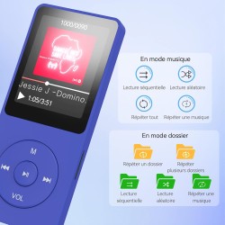 AGPTEK 64Go Lecteur MP3 Classique, Ultra-Longue Autonomie jusqu'à 70 Heures, Super Léger 30g, Lecture Musique sans Perte Hi-Fi, 