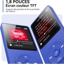 AGPTEK 64Go Lecteur MP3 Classique, Ultra-Longue Autonomie jusqu'à 70 Heures, Super Léger 30g, Lecture Musique sans Perte Hi-Fi, 