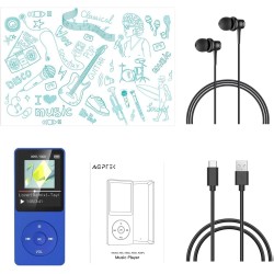 AGPTEK 64Go Lecteur MP3 Classique, Ultra-Longue Autonomie jusqu'à 70 Heures, Super Léger 30g, Lecture Musique sans Perte Hi-Fi, 