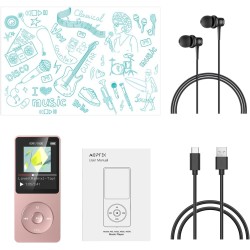 AGPTEK Lecteur MP3 16 Go sans Perte avec Écran 1,8", 70 Heures de Lecture, Lecteur de Musique Portable avec Écouteurs, Radio FM,