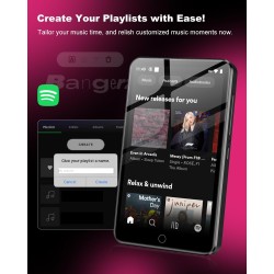 Lecteur mp3 zaqe 80 go avec bleutooth et wifi, lecteur mp4 avec écran tactile 4,0 pouces, lecteur mp3 android avec spotify, audi